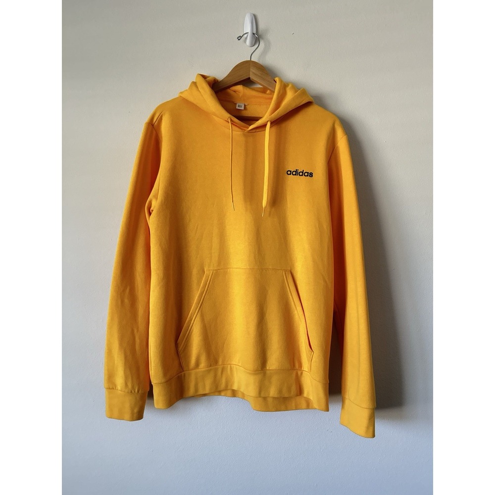 Adidas Men's Pullover Hoodie Sz M/L Gold Yellow‎ Sweatshirt Feel Cozy Fleece